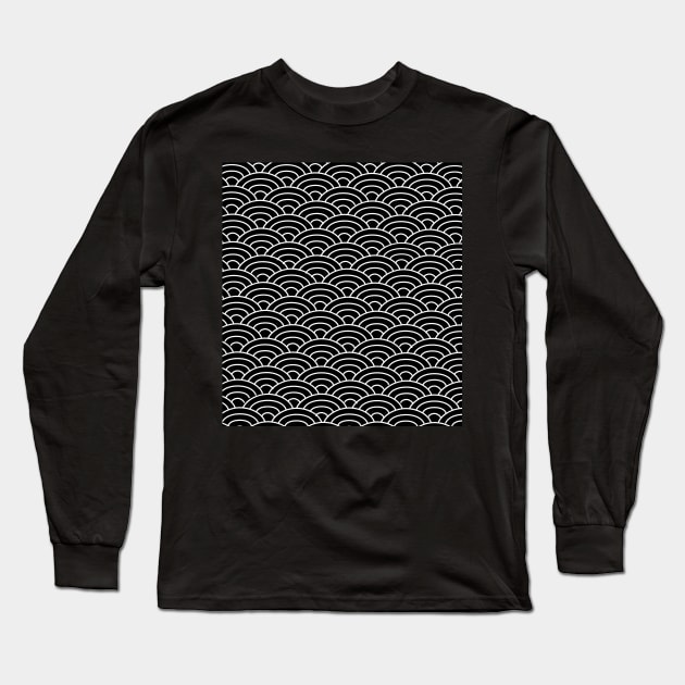 Seigaiha Pattern Black Long Sleeve T-Shirt by edmproject